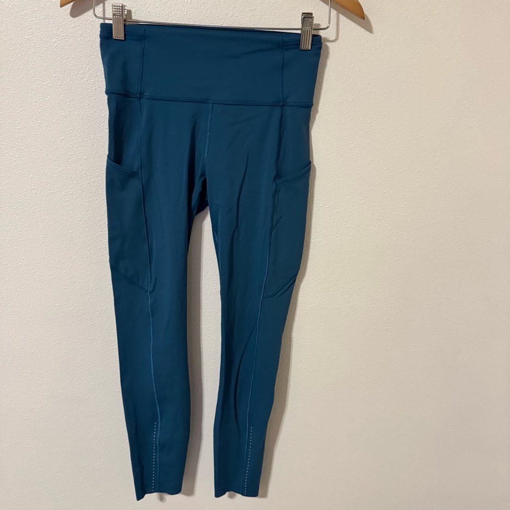 Lululemon Fast & Free 7/8 Tight II Nulux 25" Carbon Blue Pockets Running Gym-6 - Picture 2 of 8
